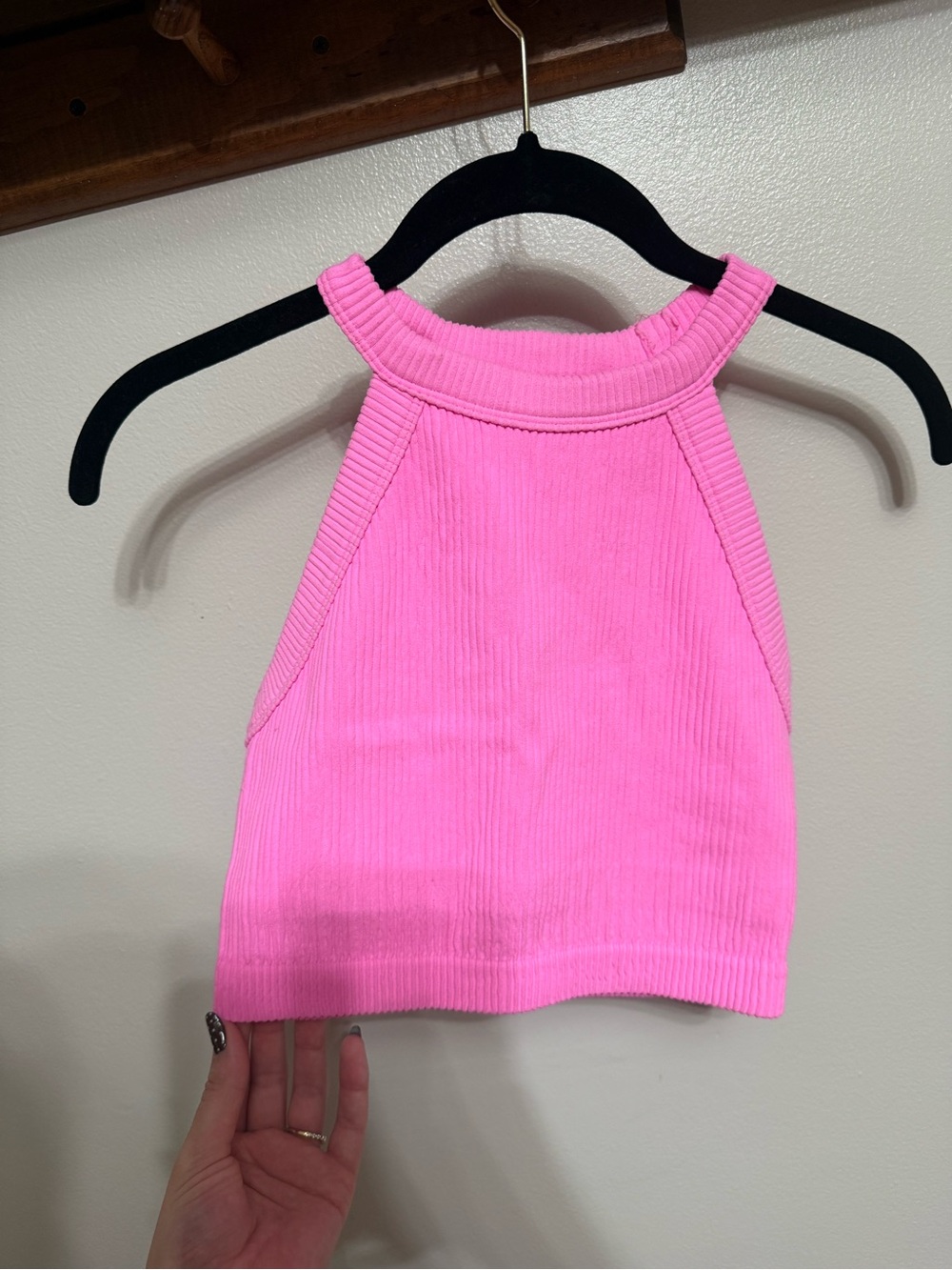 Aerie Pink Ribbed High-Neck Cropped Tank
